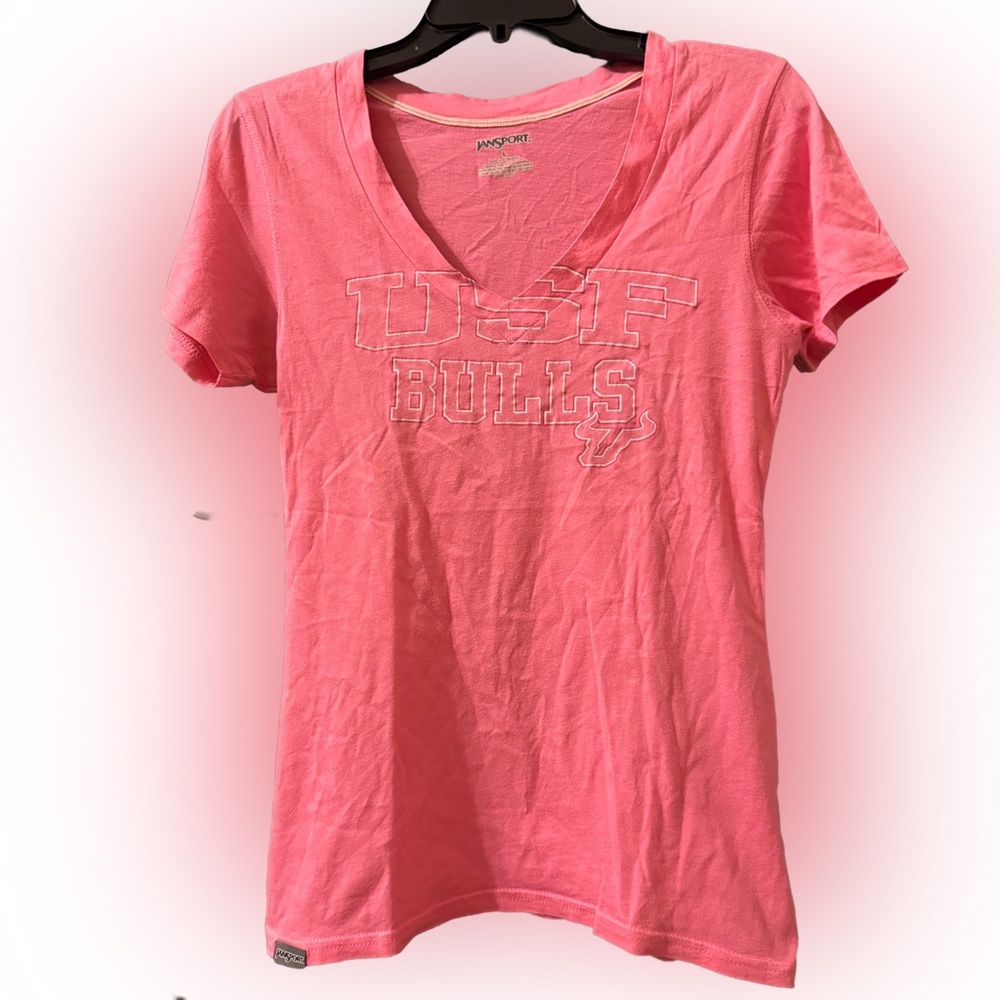 USF University of South Florida Bulls Jansport Women's V-Neck Tee Shirt, Large